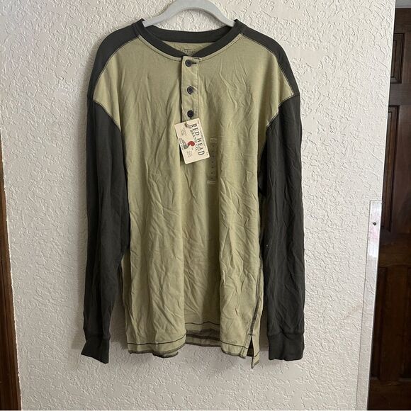 Red Head Two‎ Tone Army Green Raglan Style Long Sleeve Med NWT - Picture 2 of 9